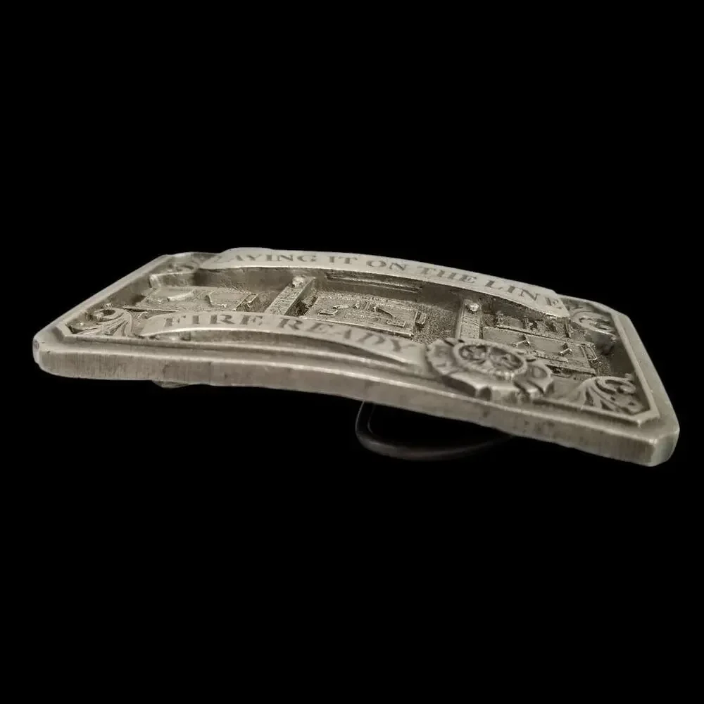 Vintage Belt Buckle 1997 Pewter Fire Station Fire House First Responders USA C&J